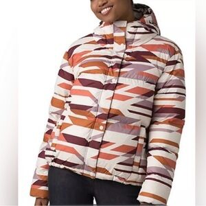 Prana Sz XS Coat Puffer Hooded Jacket Winter Duck Down Nylon Outdoor Cozy